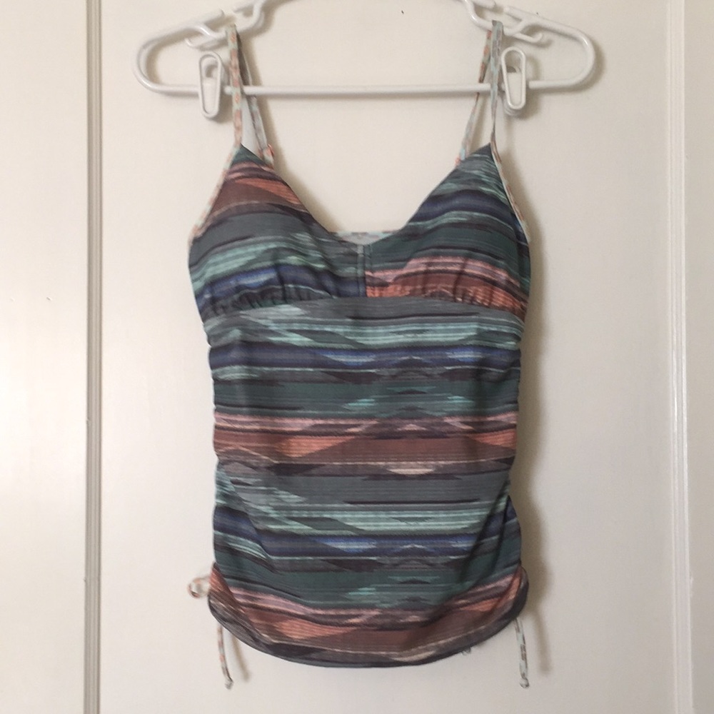 Prana Tankini Top Ruched Sides Built-in Bra